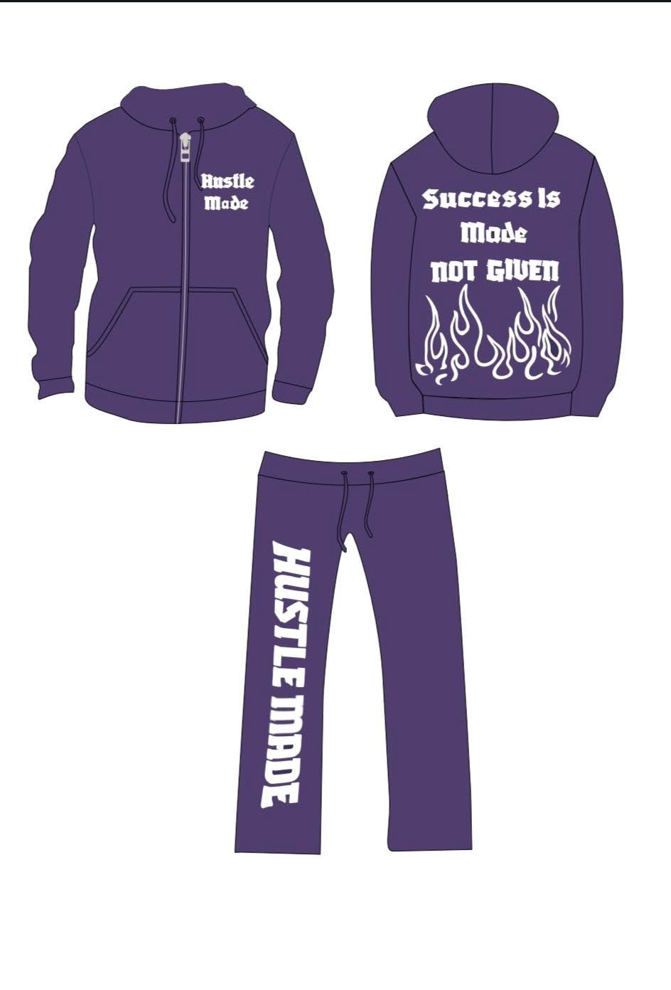Hustle Made Premium Zip Up Sweatsuit - Purple