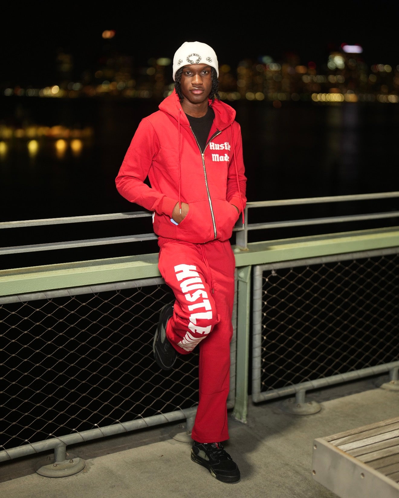 Hustle Made Premium Zip Up Sweatsuit - Red