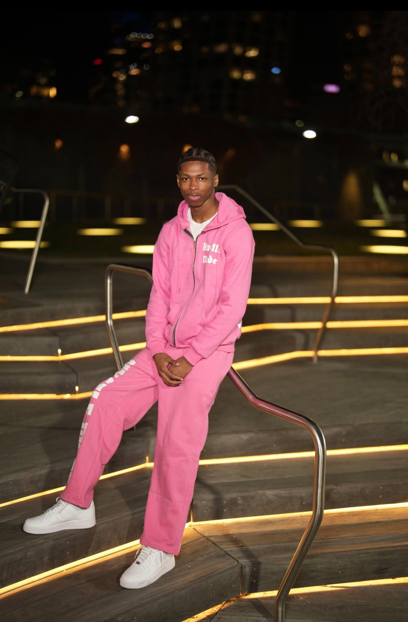 Hustle Made Premium Zip Up Sweatsuit - Pink