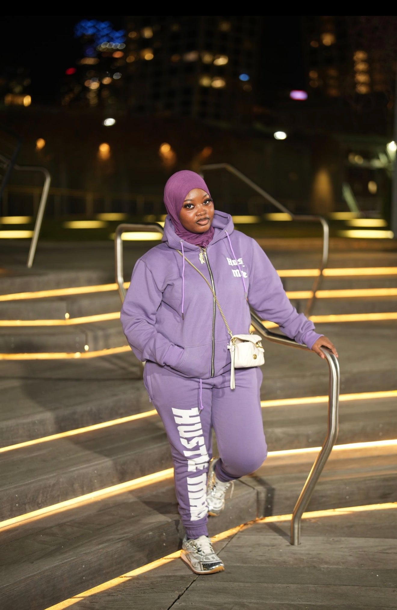 Hustle Made Premium Zip Up Sweatsuit - Purple