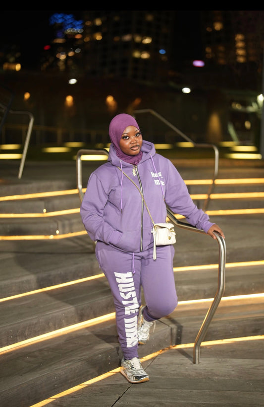 Hustle Made Premium Zip Up Sweatsuit - Purple