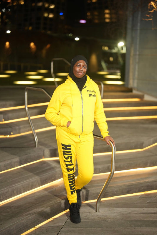 Hustle Made Premium Zip Up Sweatsuit - Yellow